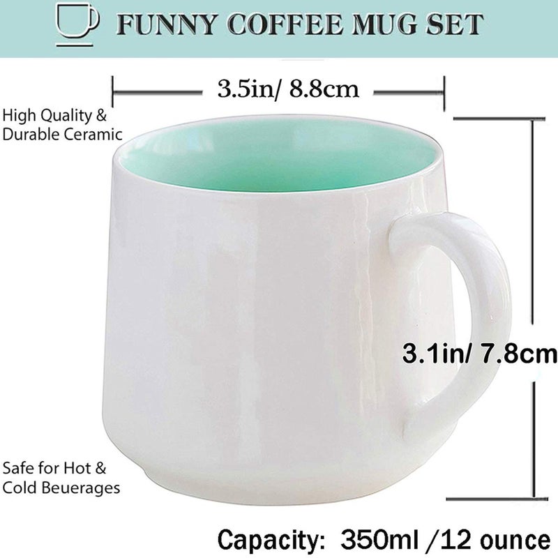 Ponerine Cow Cute Cartoon Mugs 3 pcs Animal Ceramic Coffee Mugs Water Cups with Crafts Porcelain Small Cow and Spoon Celadon Cup, 350ML - Image 4